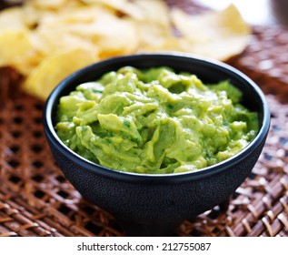 Mexican Guacamole In Molcajete Bowl