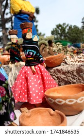 Mexican Handcrafts, Raramuri Or Tarahumara, Miniature Doll Whit Baskets