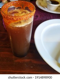 Mexican Michelada Beer With Spicy Rim