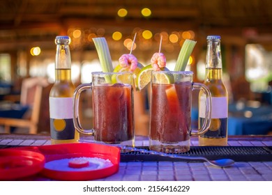 Mexican Michelada Made With Clamato And Beer 