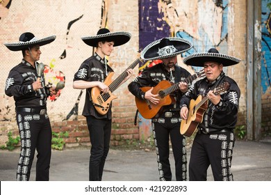 Mexican Musicians Mariachi On The Street Of Mexico