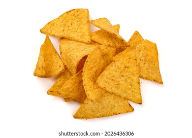 Mexican Nachos Chips, Isolated On White Background