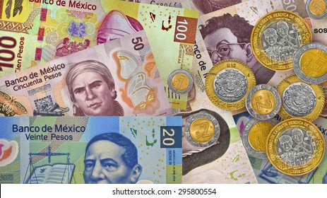 Mexican Peso Bills Background