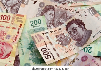 Mexican Pesos, bank notes, currency bills, money background
