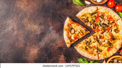 Mexican Pizza With Jalapeno Pepper, Top View.