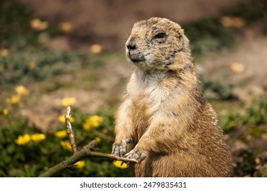 A Mexican prairie dog (Cynomys mexicanus) in a filed - Powered by Shutterstock