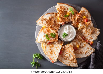 Mexican Quesadilla With Chicken Tomato Corn Cheese