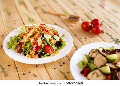 Mexican Salad With Corn, Tortilla Strips And Avocado