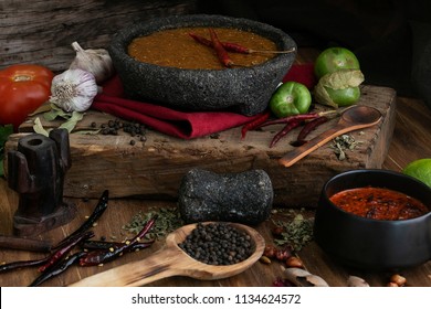 Mexican Sauce Whit Dried Chili And Spices 