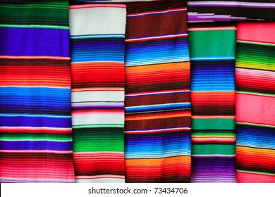 Mexican Serape Fabric Colorful Pattern Texture Background