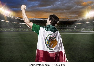 Mexican Soccer Player, Celebrating With The Fans.