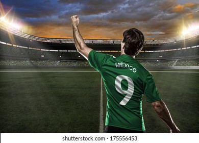 Mexican Soccer Player, Celebrating With The Fans.