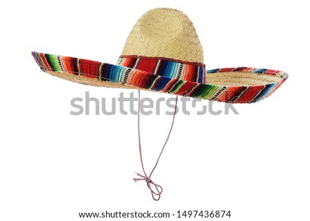 Mexican Sombrero isolated on a white background, 45 deg. view.