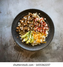 Mexican Taco Bowl With Salsa And Avocado