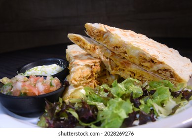 Mexican Taco, Salad, Guacamole, Nachos, Jalapeno Pepper, Mexican Food Dish Seen From Above.