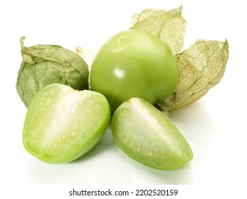 Mexican Tomatillo (isolated) On White Background.