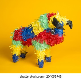 A Mexican Torro Pinata  A Yellow Background