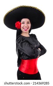 Mexican Woman Isolated On The White Background