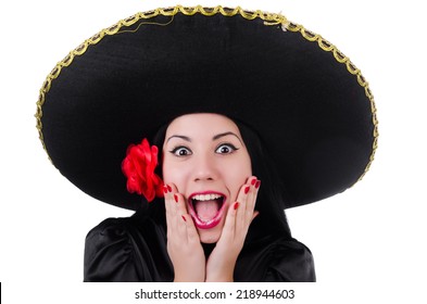 Mexican Woman Isolated On The White Background