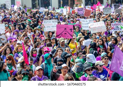 Mexico City 03082020
Feminist March Against Gender Violence, March 8 In Mexico City Thousands Of Women Protest In The Streets For Safety And Better Living Conditions, Using Banners And Protest Legends