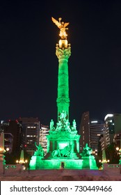 MEXICO CITY, MEXICO - 7 OCTOBER 2017: Independence Angel monument night shot at Paseo de la Reforma Avenue