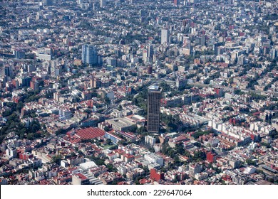 Mexico City Aerial View Landscape From Airplane