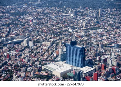 Mexico City Aerial View Landscape From Airplane