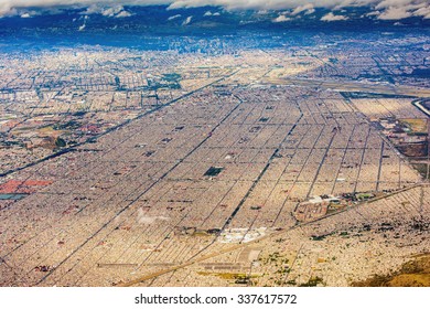 Mexico City Aerial View Landscape From Airplane