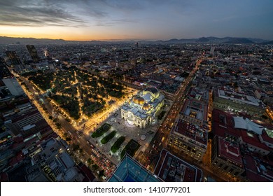 Mexico City Aerial View Panorama At Night