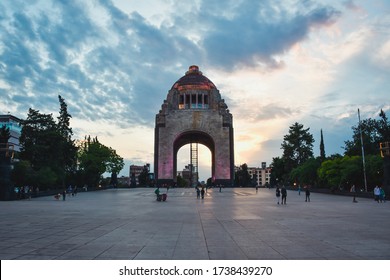 Mexico City, Mexico ; April 26 2020:  Sunset At The Monument To The Mexican Revolution (Monumento A La Revolucion) 