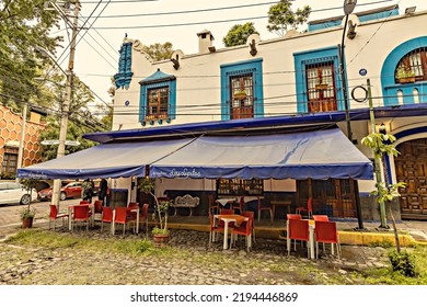 MEXICO CITY, MEXICO - August 2022: Traditional Mexican Restaurant Outside View, Coyoacan District, Mexico