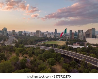 Mexico City, Mexico / Circa April 2019: Aerial View Chapultepec Park And Periferico