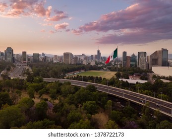 Mexico City, Mexico / Circa April 2019: Aerial View Chapultepec Park And Periferico