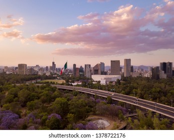 Mexico City, Mexico / Circa April 2019: Aerial View Chapultepec Park And Periferico