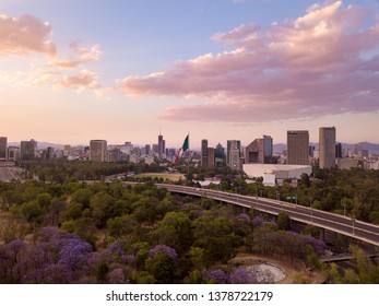 Mexico City, Mexico / Circa April 2019: Aerial View Chapultepec Park And Periferico