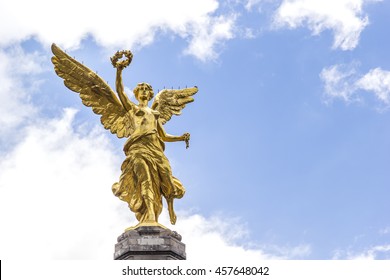 MEXICO CITY / MEXICO - CIRCA JULY 2016: Independence angel statue located in Paseo de la Reforma avenue. This is one of the icons of Mexico City.  