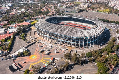Mexico, Mexico City, February 2022 - Aerial view of Aztec Stadium