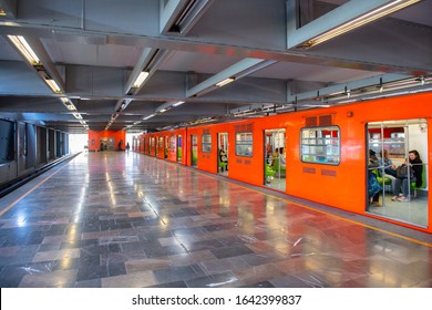 MEXICO CITY - JAN. 15, 2020: Mexico City Metro Line 3 In Universidad Station At Mexico City CDMX, Mexico.