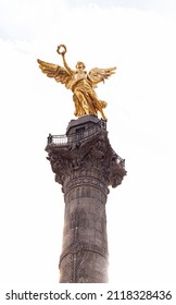 Mexico City, Mexico; January 31 2022 - Angel de la Independencia monumet against a white background.