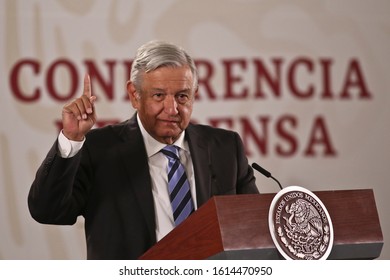 Mexico City January 9 2020. Andrés Manuel López Obrador, President Of Mexico Attend His Every Morning Press Conference.