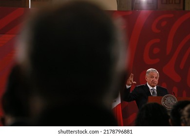 Mexico City, Mexico July 14 2022. Andrés Manuel López Obrador, Mexican President In His Morning Press Conference.