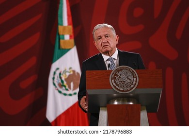 Mexico City, Mexico July 14 2022. Andrés Manuel López Obrador, Mexican President In His Morning Press Conference.