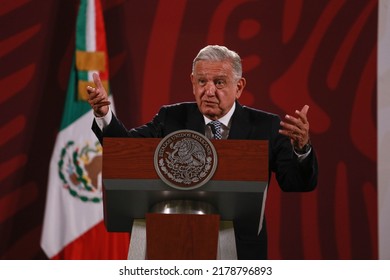 Mexico City, Mexico July 14 2022. Andrés Manuel López Obrador, Mexican President In His Morning Press Conference.