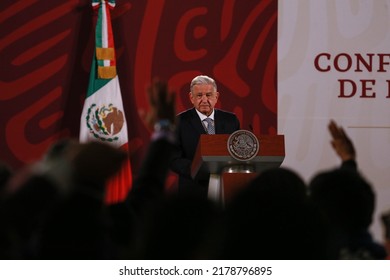 Mexico City, Mexico July 14 2022. Andrés Manuel López Obrador, Mexican President In His Morning Press Conference.