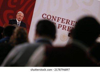 Mexico City, Mexico July 14 2022. Andrés Manuel López Obrador, Mexican President In His Morning Press Conference.