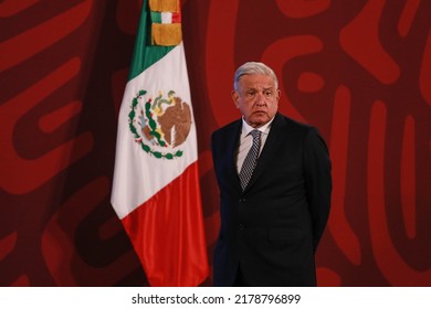 Mexico City, Mexico July 14 2022. Andrés Manuel López Obrador, Mexican President In His Morning Press Conference.