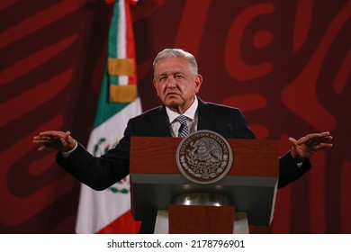 Mexico City, Mexico July 14 2022. Andrés Manuel López Obrador, Mexican President In His Morning Press Conference.