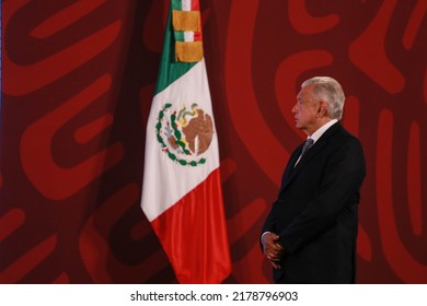 Mexico City, Mexico July 14 2022. Andrés Manuel López Obrador, Mexican President In His Morning Press Conference.