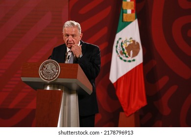 Mexico City, Mexico July 14 2022. Andrés Manuel López Obrador, Mexican President In His Morning Press Conference.