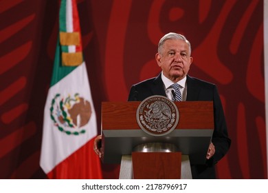 Mexico City, Mexico July 14 2022. Andrés Manuel López Obrador, Mexican President In His Morning Press Conference.